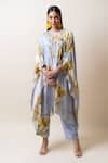 Buy_SutrabySweta_Blue Habutai Silk Printed Floral Round Neck Kaftan And Pant Set _at_Aza_Fashions