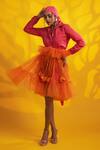 Buy_Jyoti Sachdev Iyer_Pink Cotton, Tulle Tassels Collared Shirt Dress With Overlay _at_Aza_Fashions