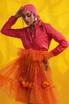 Buy_Jyoti Sachdev Iyer_Pink Cotton, Tulle Tassels Collared Shirt Dress With Overlay _Online_at_Aza_Fashions