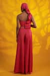 Shop_Jyoti Sachdev Iyer_Pink Cotton One Shoulder Pleated Crop Top _at_Aza_Fashions