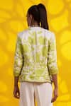 Shop_Jyoti Sachdev Iyer_Green Linen, Satin Open Neck Printed Jacket With Bustier _at_Aza_Fashions