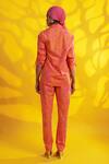 Shop_Jyoti Sachdev Iyer_Orange Cotton Shawl Neck Drawstring Sleeves Shirt And Pant Set _at_Aza_Fashions