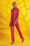 Buy_Jyoti Sachdev Iyer_Orange Cotton Shawl Neck Drawstring Sleeves Shirt And Pant Set _Online_at_Aza_Fashions
