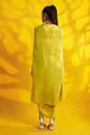 Shop_JYOTI SACHDEV IYER_Green Cupro Plain V Neck Drape Effect Cape Top With Skirt _at_Aza_Fashions