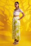 Buy_Jyoti Sachdev Iyer_White Cotton Satin Round Neck Floral Print Crop Top And Pant Set _at_Aza_Fashions
