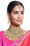 Buy_Minaki_Gold Plated Diamonds, Stones Kundan Choker Necklace Set _at_Aza_Fashions