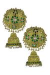 Shop_Moh-Maya By Disha Khatri_Gold Plated Stones, Beads, Zari Kundan Meenakari Jhumkas _at_Aza_Fashions