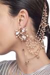 Buy Outhouse Gold Plated Crystals, Metallic Thread Chain Earrings at Aza Fashions Buy_Outhouse_Gold Plated Crystals, Metallic Thread Chain Earrings _at_Aza_Fashions
