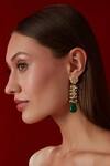 Buy_Paisley Pop_Green Kundan Embellished Danglers And Drops Earrings_at_Aza_Fashions