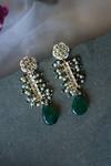 Shop_Paisley Pop_Green Kundan Embellished Danglers And Drops Earrings_at_Aza_Fashions