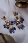Shop_Paisley Pop_Lapis Lazuli And Kundan Embellished Danglers And Drops_at_Aza_Fashions