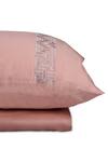 Shop_VEDA HOMES_Peach 100% Cotton Maze Rectangle Shaped Bed Sheet Set _at_Aza_Fashions