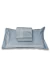 Buy_VEDA HOMES_Blue 100% Cotton Parallel Embroidered Bed Sheet Set _at_Aza_Fashions