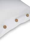 Shop_VEDA HOMES_Cream 100% Cotton Plain Button Detail Sateen Finish Bed Sheet Set _at_Aza_Fashions