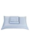 Buy_VEDA HOMES_Blue 100% Cotton Embroidery Sea Shell And Thread Border Bedsheet Set _at_Aza_Fashions