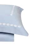 Shop_VEDA HOMES_Blue 100% Cotton Embroidery Sea Shell And Thread Border Bedsheet Set _at_Aza_Fashions