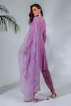Shop_Neha Khullar_Purple Georgette, Organza, Panelled Mirrorwork Short Anarkali Tulip Pant Set _at_Aza_Fashions