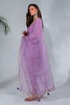 Neha Khullar_Purple Georgette, Organza, Panelled Mirrorwork Short Anarkali Tulip Pant Set _at_Aza_Fashions
