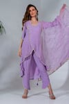 Buy_Neha Khullar_Purple Georgette, Organza Gota Patti, Mirrors, Overlap Embroidered Kurta Set _at_Aza_Fashions