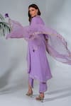 Shop_Neha Khullar_Purple Georgette, Organza Gota Patti, Mirrors, Overlap Embroidered Kurta Set _at_Aza_Fashions