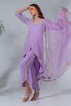 Neha Khullar_Purple Georgette, Organza Gota Patti, Mirrors, Overlap Embroidered Kurta Set _Online_at_Aza_Fashions