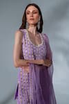 Buy_Neha Khullar_Purple Georgette, Organza Sequins, Mirrors, Pearls, Lilac Kurta And Sharara Set For Kids_Online_at_Aza_Fashions