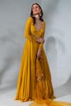 Buy_Neha Khullar_Yellow Anarkali Georgette Embroidered Mirror Sweetheart With Dupatta  _Online_at_Aza_Fashions