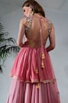 Neha Khullar_Pink Georgette, Organza Mirrors, Sequins, Embellished Kurta Gharara Set _at_Aza_Fashions