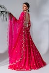 Shop_Neha Khullar_Fuchsia Georgette Embroidery Mirror Notched Lehenga Set _at_Aza_Fashions