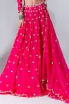 Buy_Neha Khullar_Fuchsia Georgette Embroidery Mirror Notched Lehenga Set _Online_at_Aza_Fashions