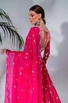 Buy_Neha Khullar_Fuchsia Georgette Embroidery Mirror Notched Lehenga Set 