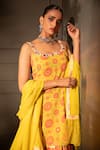 Shop_Neha Khullar_Yellow Georgette Printed Floral Scoop Neck Kurta Set  _Online_at_Aza_Fashions