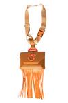Shop_Oceana Clutches_Brown Fringe Vegan Leather Fanny Pack_at_Aza_Fashions