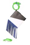 Buy_Oceana Clutches_Green Fringed Square Colorblock Wristlet Bag _at_Aza_Fashions