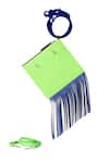 Shop_Oceana Clutches_Green Fringed Square Colorblock Wristlet Bag _at_Aza_Fashions