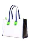 Shop_Oceana Clutches_Black Vegan Leather Colorblock Tote Bag _at_Aza_Fashions