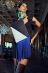 Buy_Oceana Clutches_Green Fringes Long Color Block Wristlet Rectangle Bag _at_Aza_Fashions