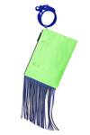 Shop_Oceana Clutches_Green Fringes Long Color Block Wristlet Rectangle Bag _at_Aza_Fashions