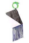 Oceana Clutches_Green Fringes Long Color Block Wristlet Rectangle Bag _Online_at_Aza_Fashions