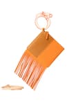 Buy_Oceana Clutches_Brown Fringes Color Blocked Square-shaped Wristlet Bag _Online_at_Aza_Fashions