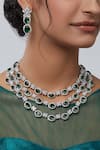 Buy_Moh-Maya by Disha Khatri_Silver Plated Crystal Emerald Stone Necklace Set _at_Aza_Fashions