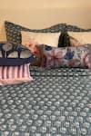 CocoBee_Blue Cotton Printed Hand Block Bedcover Set _Online_at_Aza_Fashions