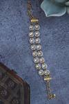 Shop_Paisley Pop_Gold Plated Kundan Pearl Embellished Bracelet _at_Aza_Fashions