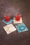 Buy_Cotton Indya_Multi Color Natural Agate Stones Square Coasters - Set Of 4_at_Aza_Fashions