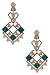 Shop_Masaya Jewellery_Gold Plated Crystals Earrings_at_Aza_Fashions
