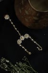 Shop_Paisley Pop_Gold Plated Kundan Pearl Embellished Hathphool _at_Aza_Fashions
