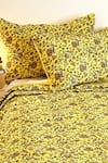 CocoBee_Yellow Cotton Printed Floral Hand Block Bedcover Set_Online_at_Aza_Fashions