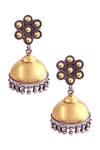 Shop_Noor_Gold Plated Oxidized Silver Jhumkas_at_Aza_Fashions