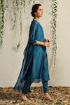 Buy_Charkhee_Blue Kurta And Dupatta Chanderi Embroidered Nakshi Notched Zari & Work Pant Set 