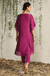 Shop_Charkhee_Pink Kurta And Dupatta Chanderi Embroidered Nakshi Round & Zari Pant Set _at_Aza_Fashions